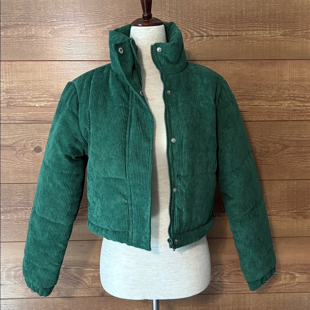 Say What NWT sz S green corduroy cropped jacket
